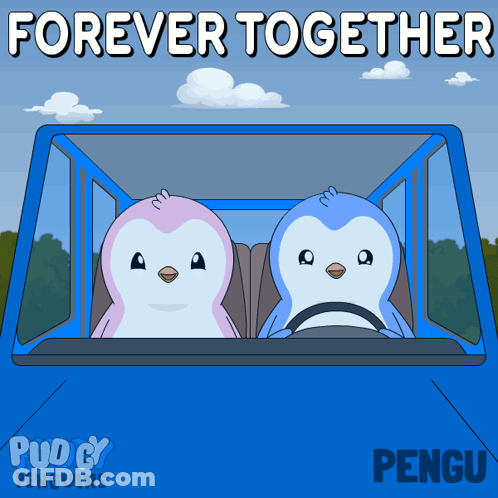 Two Penguins In Car Forever Together GIF