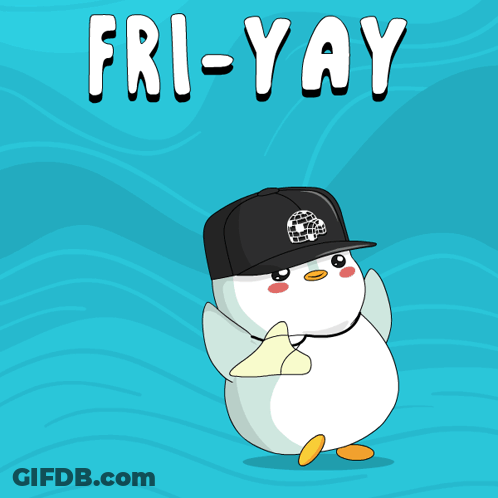 Two Penguins In Hats Fri-Yay GIF