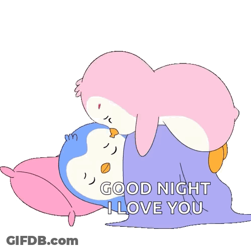 Two Penguins Kissing Good Night I Love You GIF