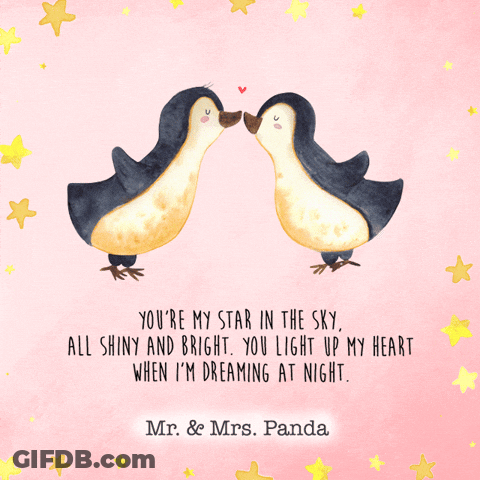 Two Penguins Kissing Mr. And Mrs. Panda Quote GIF