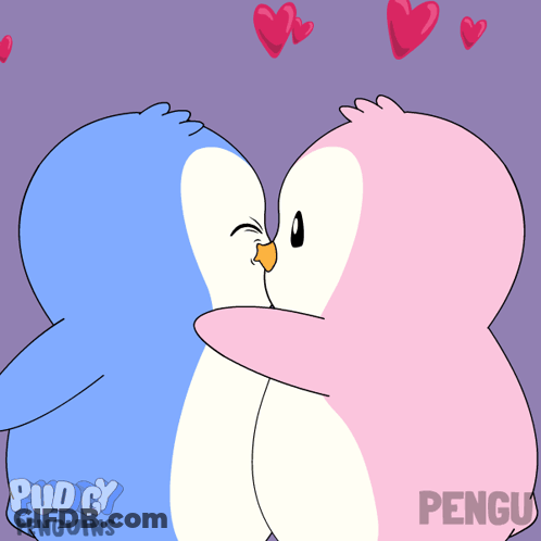 Two Penguins Kissing Pudgy Penguins GIF