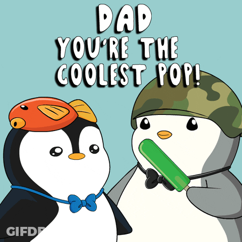 Two Penguins Next To Dad You're The Coolest GIF