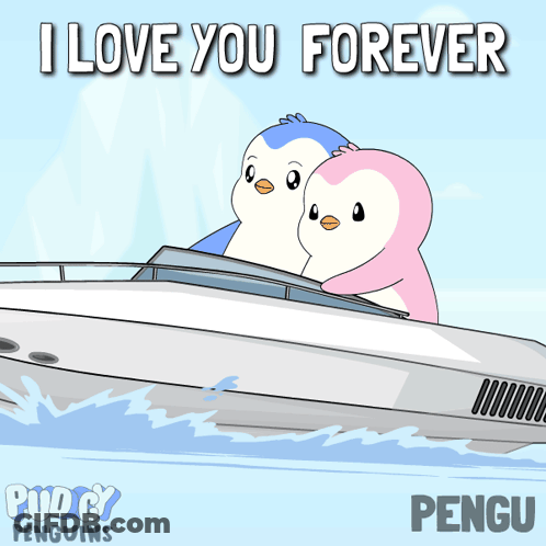 Two Penguins On A Boat Saying I Love You Forever GIF