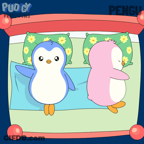 Two Penguins Saying Flowers For You GIF