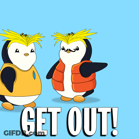 Two Penguins Saying Get Out GIF