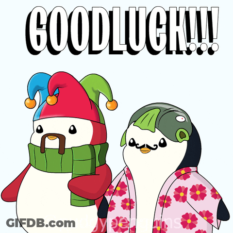 Two Penguins Saying Good Luck GIF