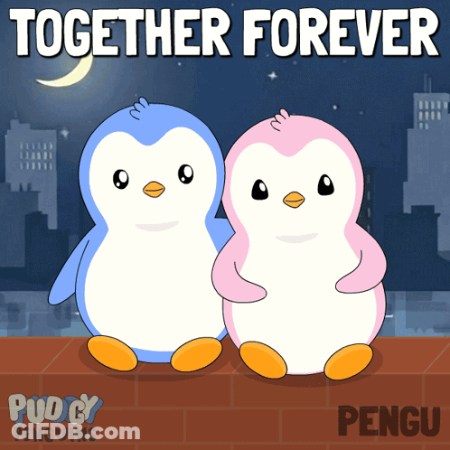 Two Penguins Sitting Together Forever GIF