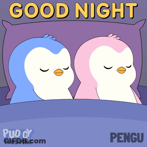 Two Penguins Sleeping Good Night GIF