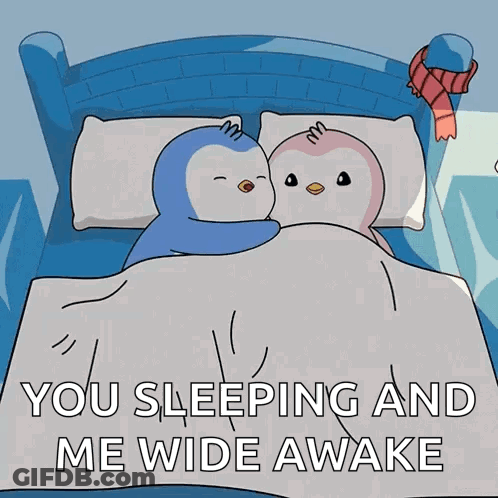Two Penguins Sleeping With You Sleeping Me Wide Awake GIF