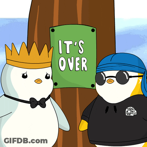 Penguins Standing Next To Over Sign GIF
