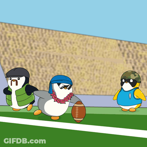 Two Penguins Standing Next To Each Other With The Words It 'S Good Behind Them GIF