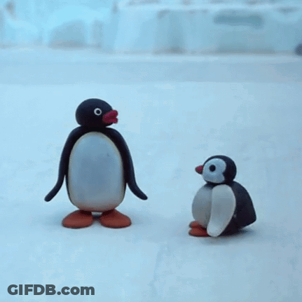 Two Penguins Standing On Snow GIF