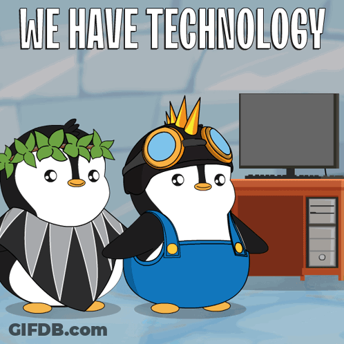 Two Penguins We Have Technology GIF