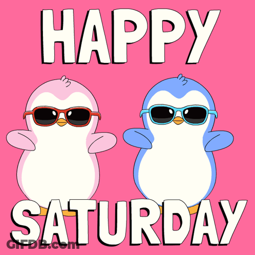 Two Penguins Wearing Sunglasses Happy Saturday GIF
