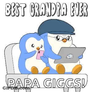 Two Penguins With Best Grandpa Ever GIF