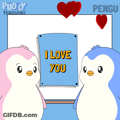 Two Penguins With I Love You Sign GIF