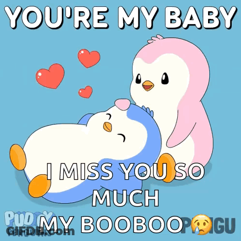 Two Penguins You're My Baby I Miss You So Much GIF