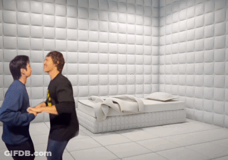 Two People Dancing In Room With Bed GIF