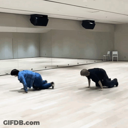 Two People Doing Push Ups GIF