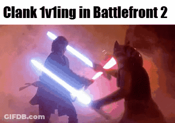 Two People Fighting With Lightsabers Clank 1V1ing In Battlefront 2 GIF