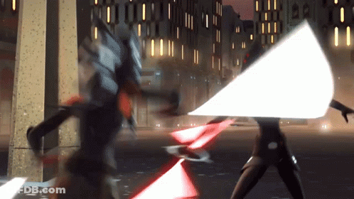 Two People Fighting With Lightsabers GIF