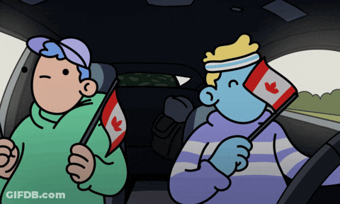 Two People Holding Canadian Flags In Car GIF