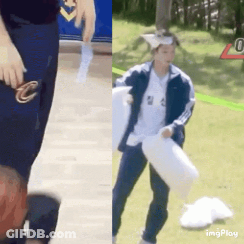 Two People Holding Pillows GIF