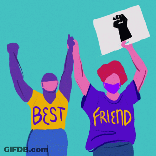 Two People Holding Up A Sign That Says Best Friend On It GIF