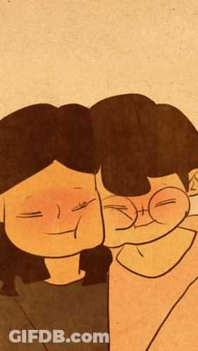 Two People Hugging One Wearing Glasses GIF