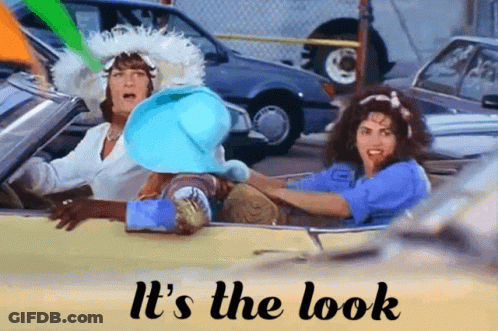 Two People In A Car With The Words It 'S The Look On The Bottom Right GIF