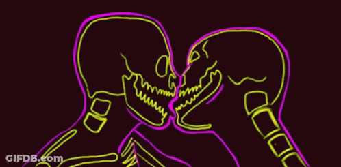 Two People Kissing With Brains In Background GIF