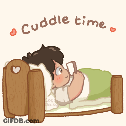 Two People Laying In Bed Cuddle Time GIF