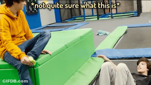 Two People On Trampoline Not Quite Sure What This Is GIF