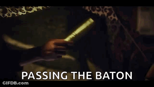Two People Passing Baton Saying Passing The Baton GIF