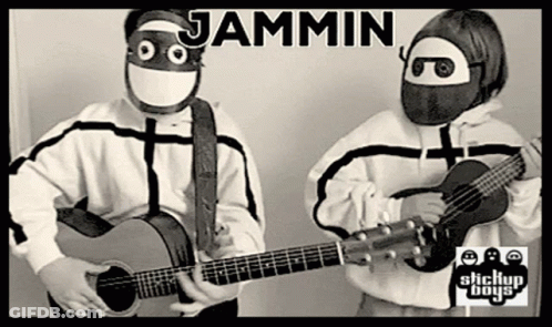 Two People Playing Guitars Jammin GIF