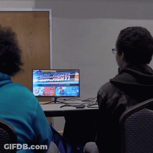 Two People Playing Street Fighter Hot Fight 7 GIF