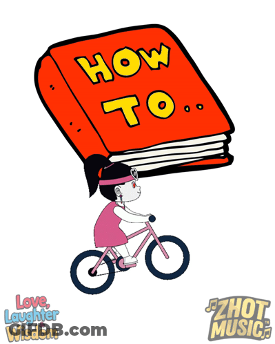 Two People Riding Bike With How To Book GIF