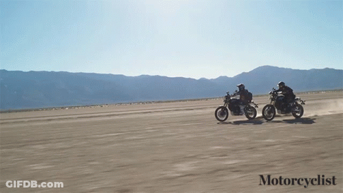 Two People Riding Motorcycles On Dirt Road Motoreyelist GIF