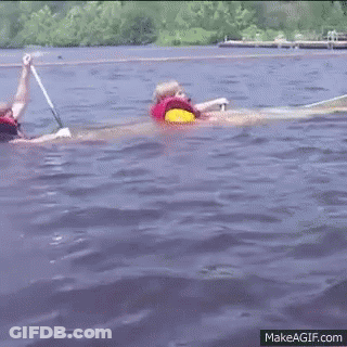 Two People Rowing Boat In Life Jackets GIF