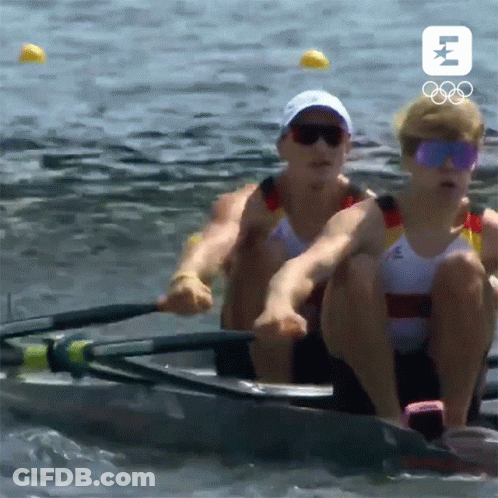 Two People Rowing Boat Olympic Logo GIF