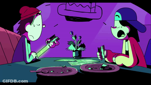 Two People Sitting At Table GIF