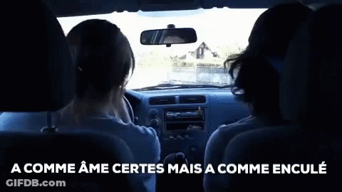 Two People Sitting In Car A Comme Ame Certe Mais A Comme Encule GIF