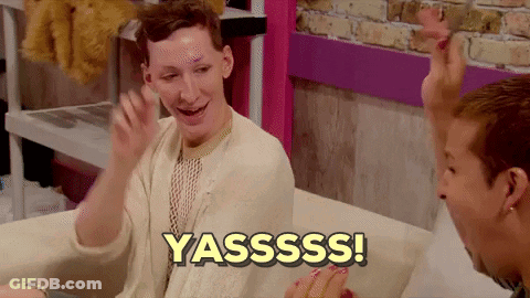 Two People Sitting On Couch Yassss GIF