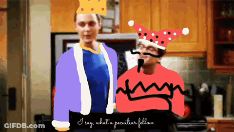 Two People Standing Next To Each Other With I Say What A Peculiar Fellow GIF