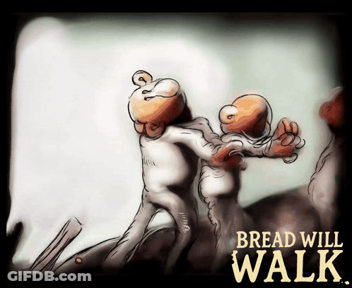 Two People With Bread Will Walk GIF