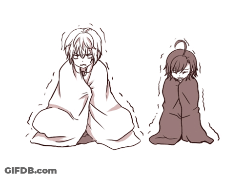 Two People Wrapped In Blankets GIF