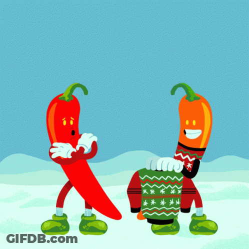 Two Peppers In Snow I'm A Little Chili GIF