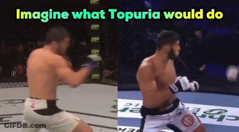 Two Pictures Of A Fighter With The Caption Imagine What Topuria Would Do GIF