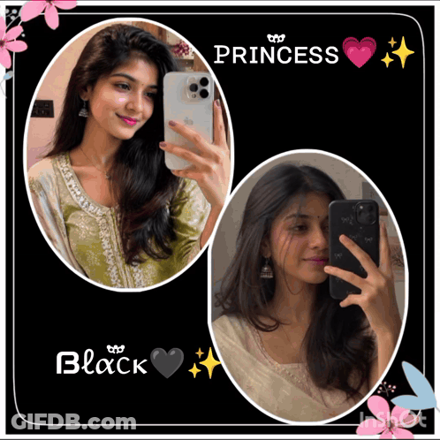 Two Pictures Of A Girl With The Word Princess On Top GIF