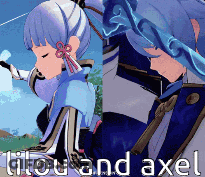 Two Pictures Of Girl With Tilou And Axel GIF